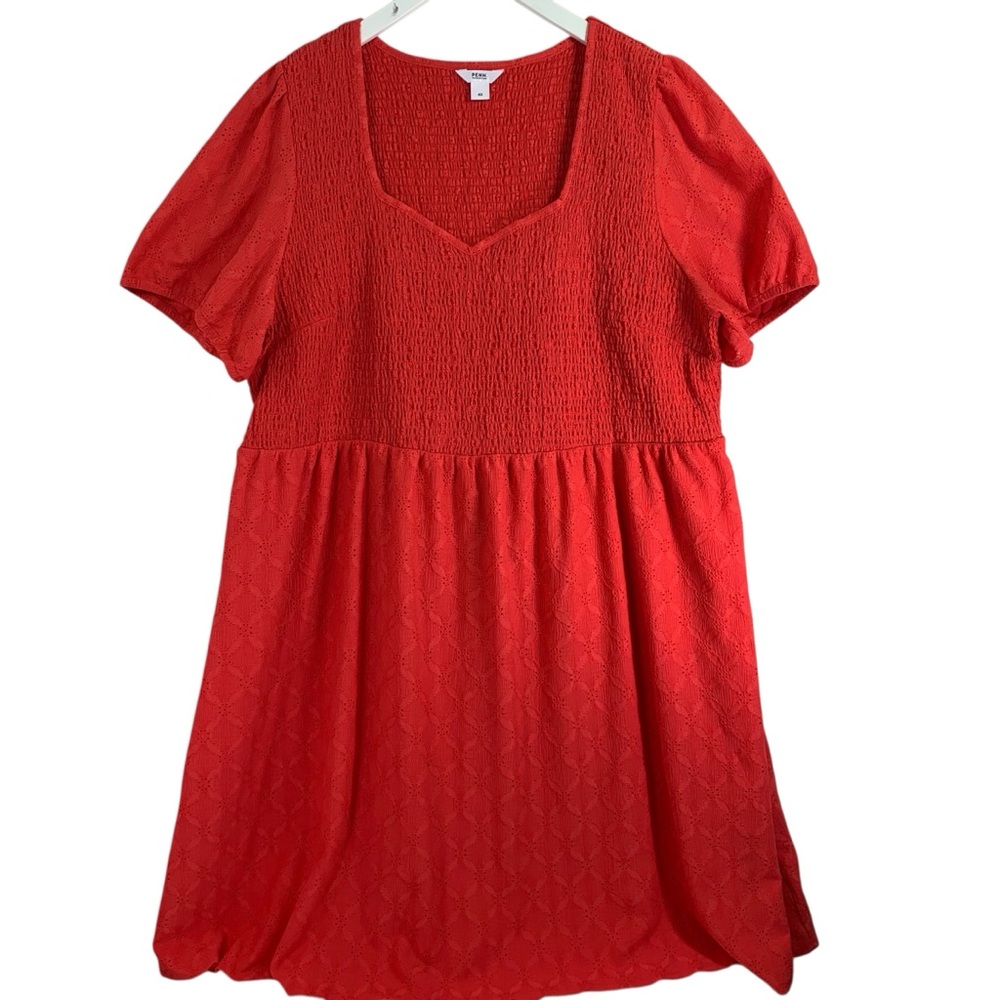 PENNINGTONS plus size coral smocked  Short Sleeve Dress size4X